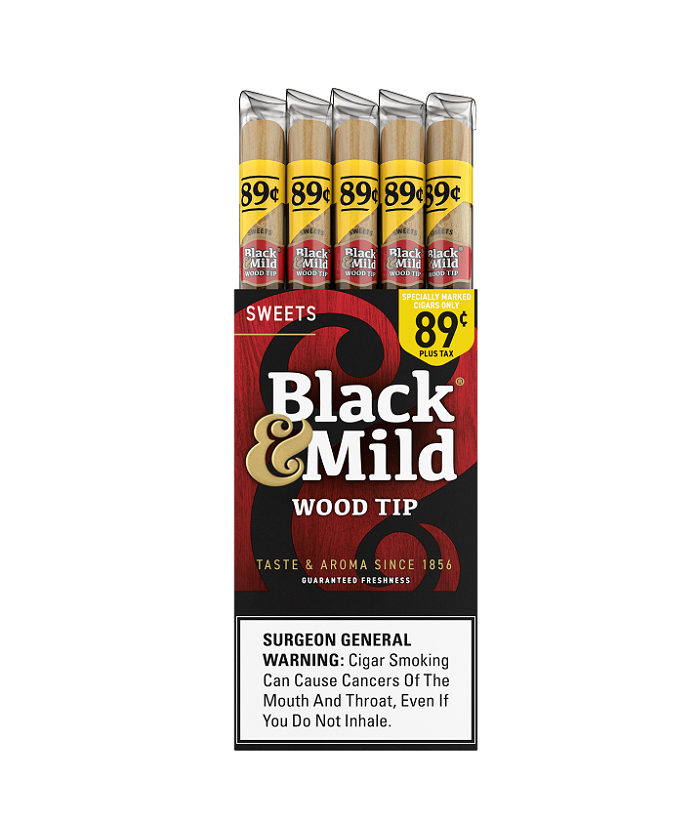 Blk&mld sweet wood tip $.89c 25ct