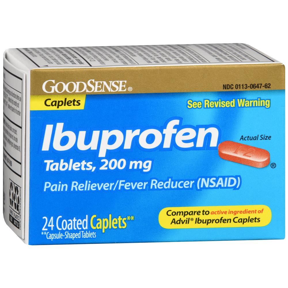 Goodsense ibuprofen coated caplets 200mg 24ct