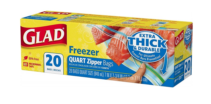 Glad zipper freezer qt bag 20ct