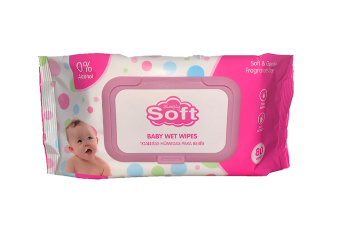 Simply soft pink baby wipes 80ct