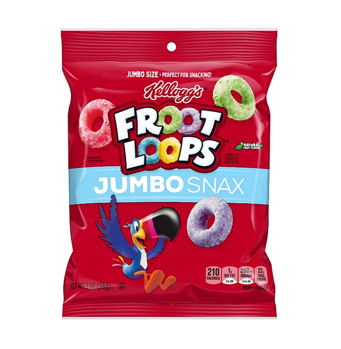 Kellogg`s froot loops jumbo snax 6ct 2oz