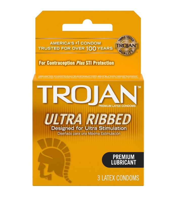 Trojan ultra ribbed lubricated 6ct
