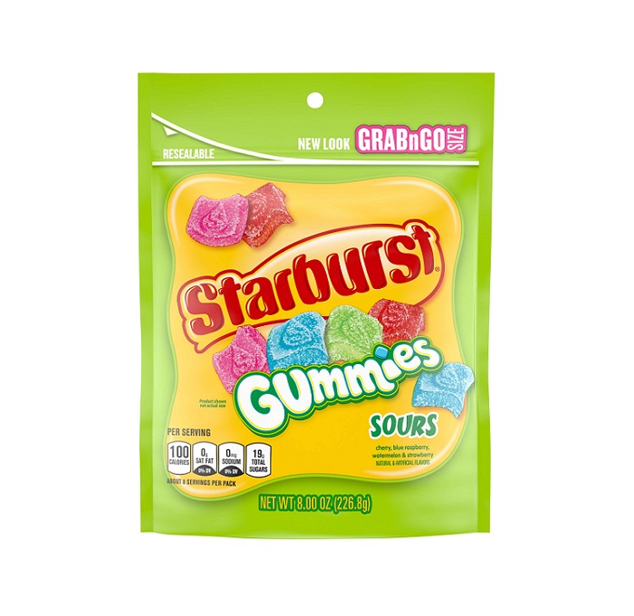 Starburst sour gummies stand up bag 8oz
