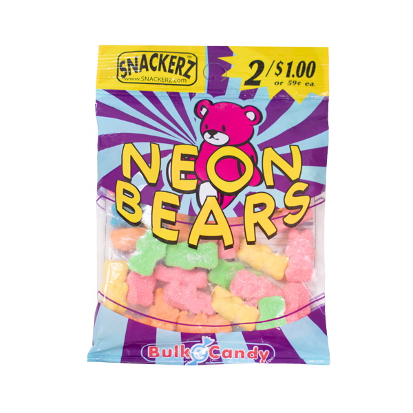 Snackerz 2/$1 sour neon gummi bears