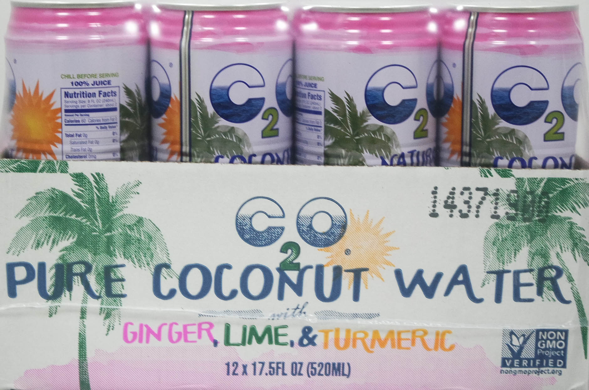 C2o pure coconut water with ginger lime 12ct 17.5oz