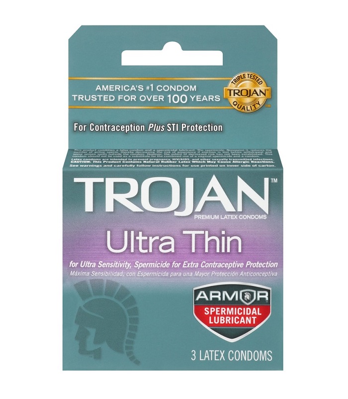 Trojan ultra thin spermicidal lubricated 6ct