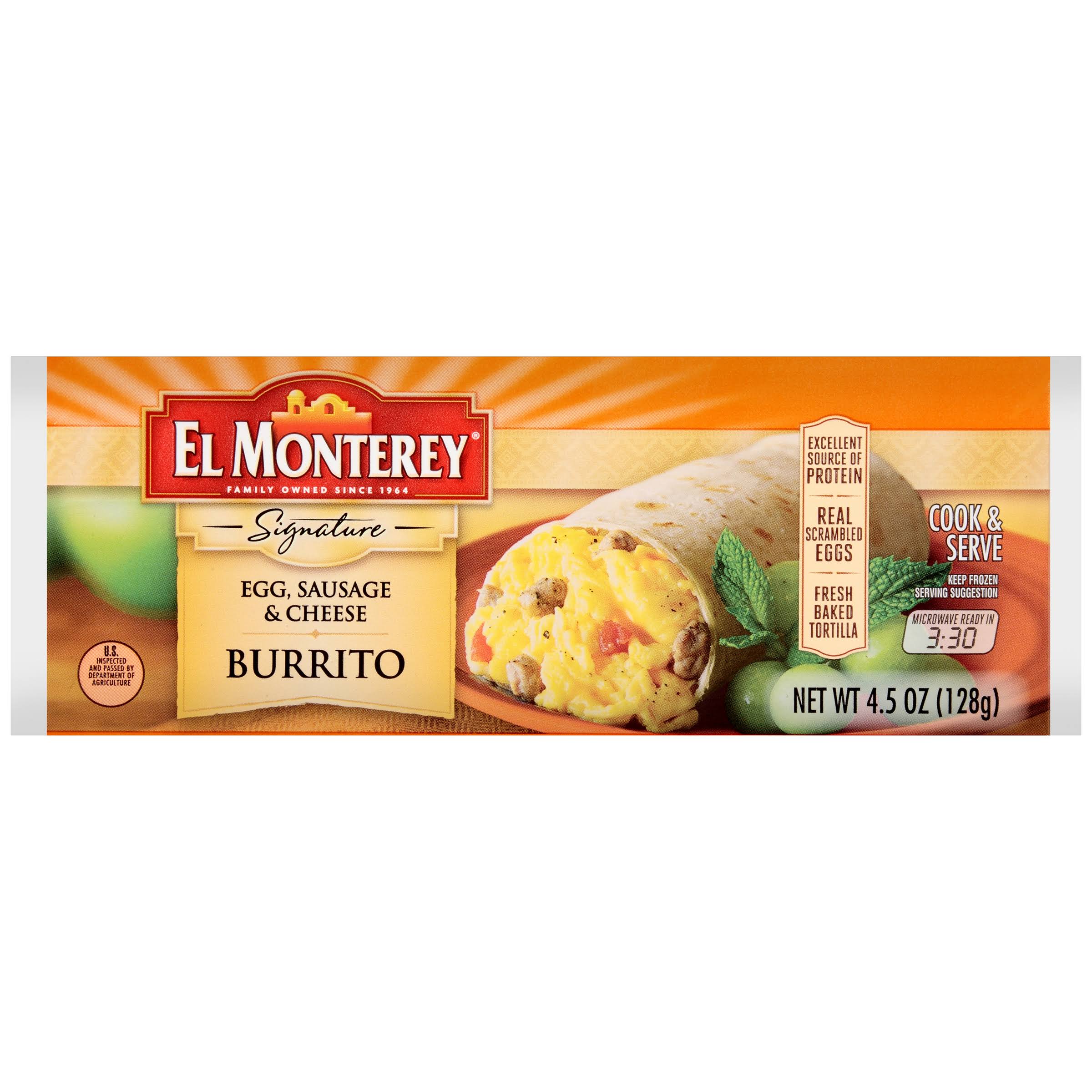 El monterey egg saugage & cheese burrito 4.5oz