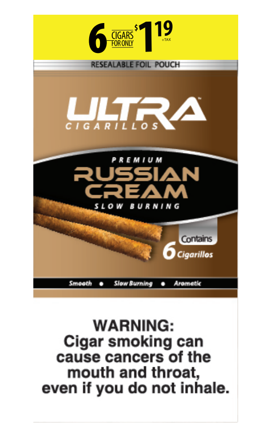 Ultra russian cream cigarillos 6/$1.19 15/6pk