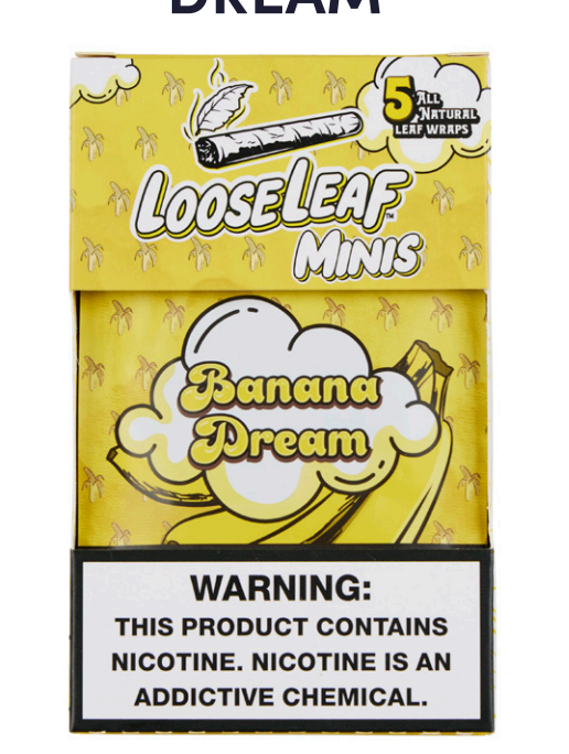 Loose leaf banana dream mini cigar wraps 8/5pk