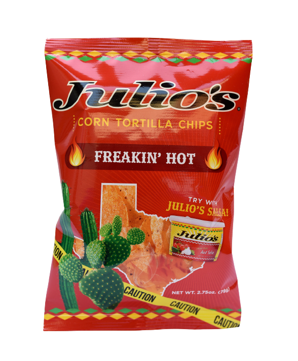 Julio`s freakin` hot tortilla chips 2.75oz