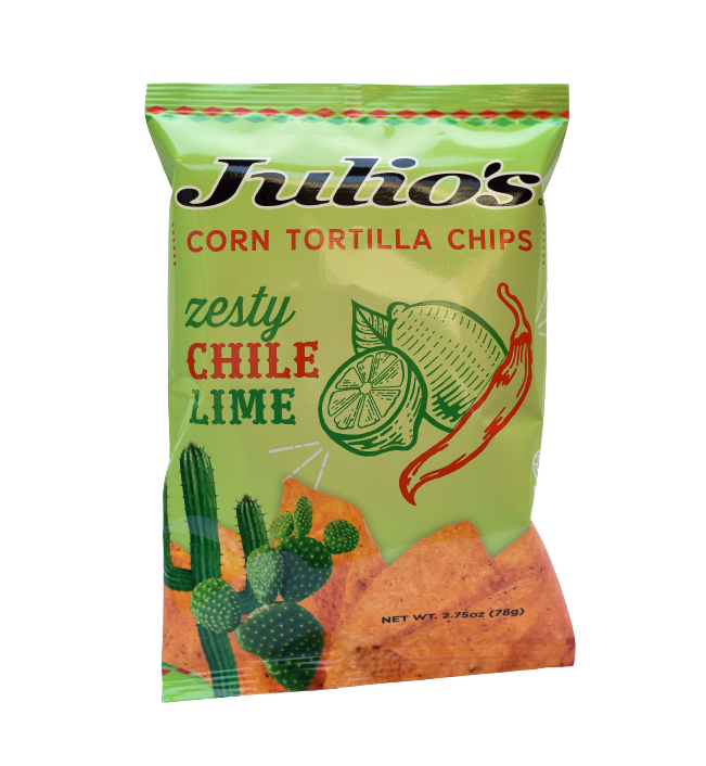 Julio`s zesty chili lime tortilla chips 2.75oz