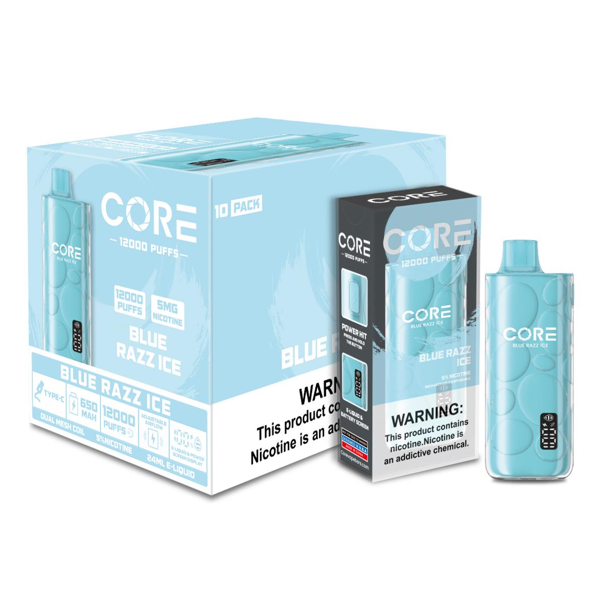 Core blue razz ice 12k disposable 10ct