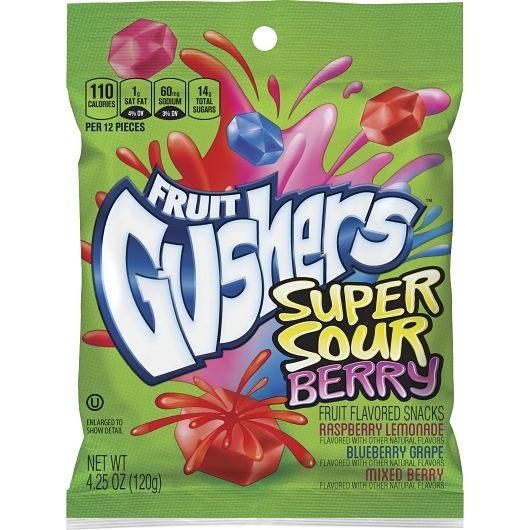 Gushers super sour berry fruit snacks h/b 4.25oz