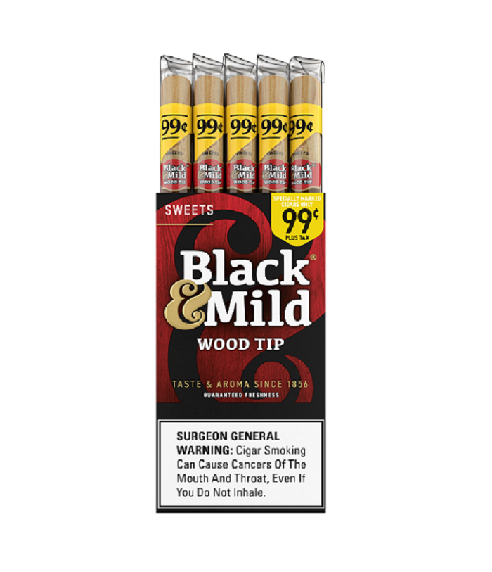 Blk&mld sweet wood tip $.99c 25ct