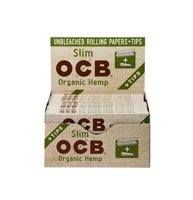 Ocb orgnc hemp rolling paper with tip slim 24ct