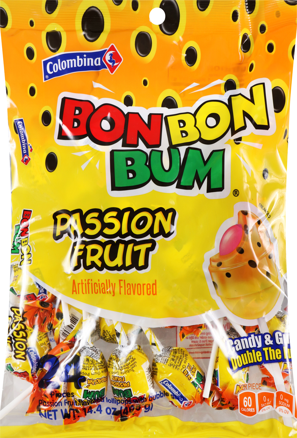 Bon bon bum passion fruit lollipops 24ct